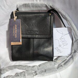 American Leather Co. Kansas Crossbody Organizer Bag Black ✨NEW!!